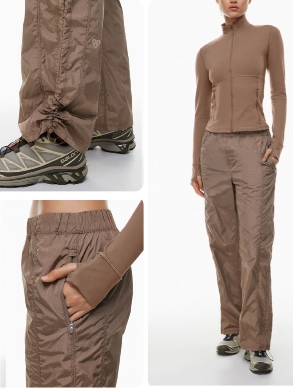 Aritzia TNA Prima Pant Mid Rise Relaxed Fit Dance Pants Deep Taupe Size Medium